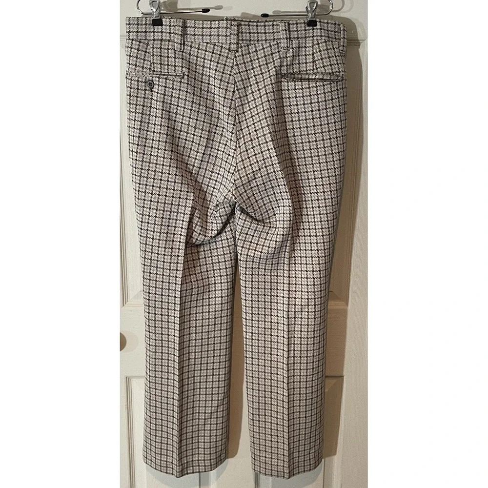 Dickies‎ Dress Pants Brown Houndstooth pattern wide leg Sz 18 70s Retro Academia